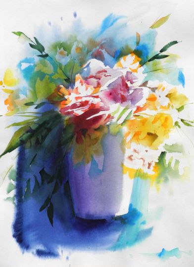 Blumenaquarell Malerei Werner Maier