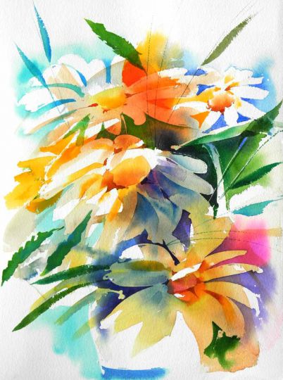 Blumenaquarell Malerei Werner Maier