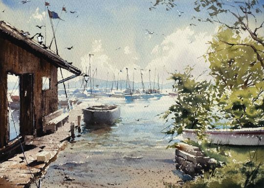 Landschaft Aquarell Werner Maier Malerei