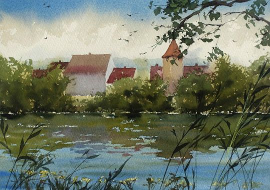 Landschaft Aquarell Werner Maier Malerei