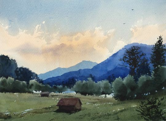 Landschaft Aquarell Werner Maier Malerei
